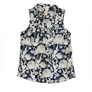 Banana Republic Sleeveless Half Button Floral Blouse